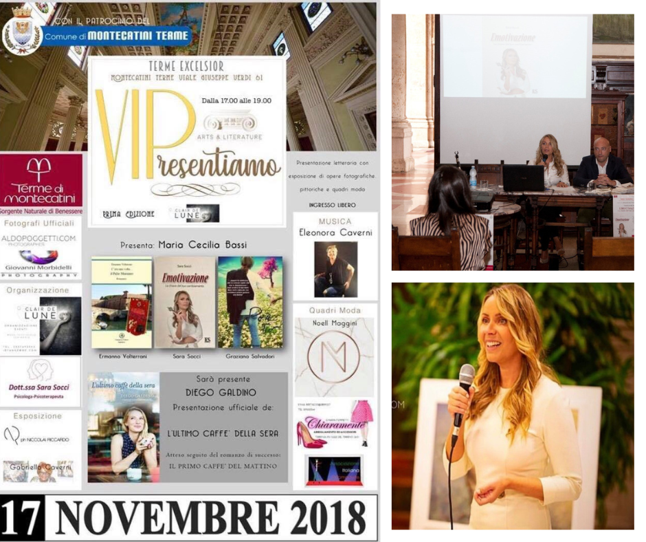 Presentazione del libro “Emotivazione, la chiave del tuo cambiamento”, a VIPresentiamo, galà di Arte & Letteratura, Novembre 2018, Terme Excelsior di Montecatini Terme.